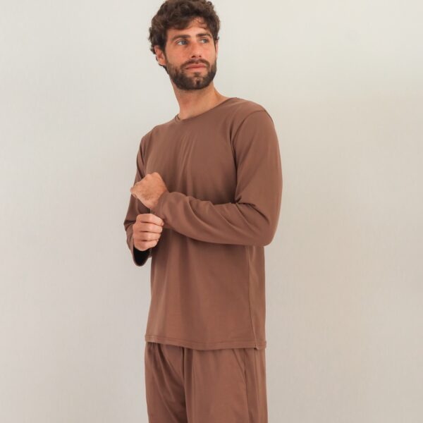 Pijama Marrón de hombre 100% algodón pima