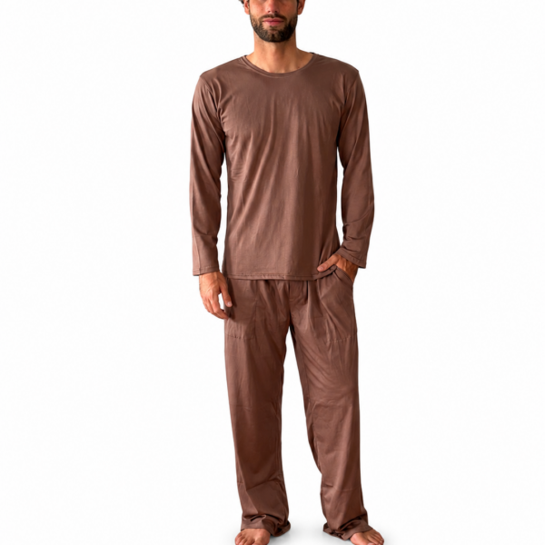 Pijama Marrón de hombre 100% algodón pima
