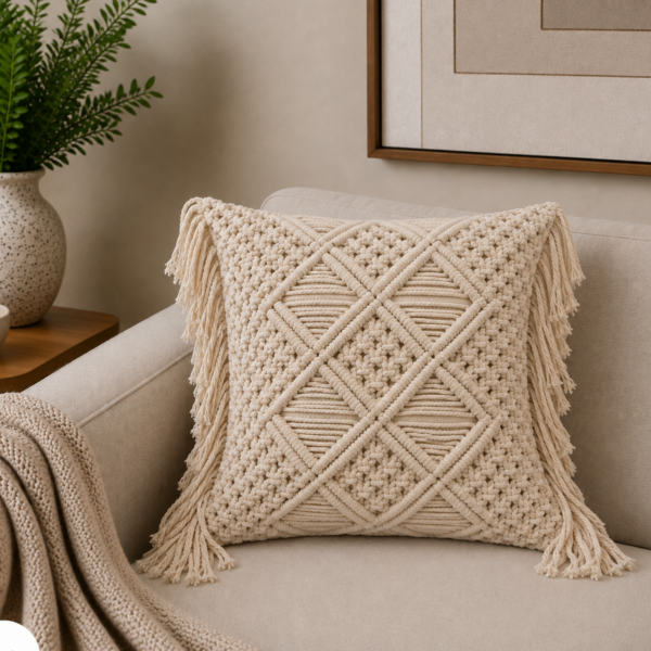 Cojin Brisa tejido en macramé 45x45cm